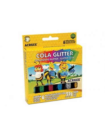 ADHESIVO CON BRILLANTINA ACRILEX 23GR X6