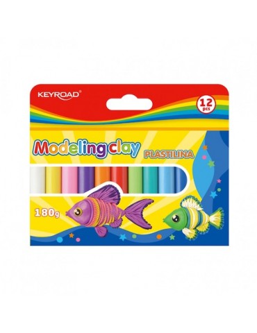 PLASTICINA KEYROAD 180G X12 COLORES