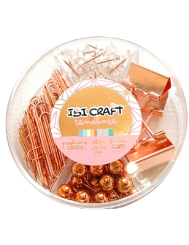 SET DE ESCRITORIO IBI CRAFT REDONDO ROSA METALICO