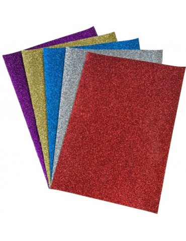 GOMA EVA  A4 CON BRILLANTINA X5 COLORES